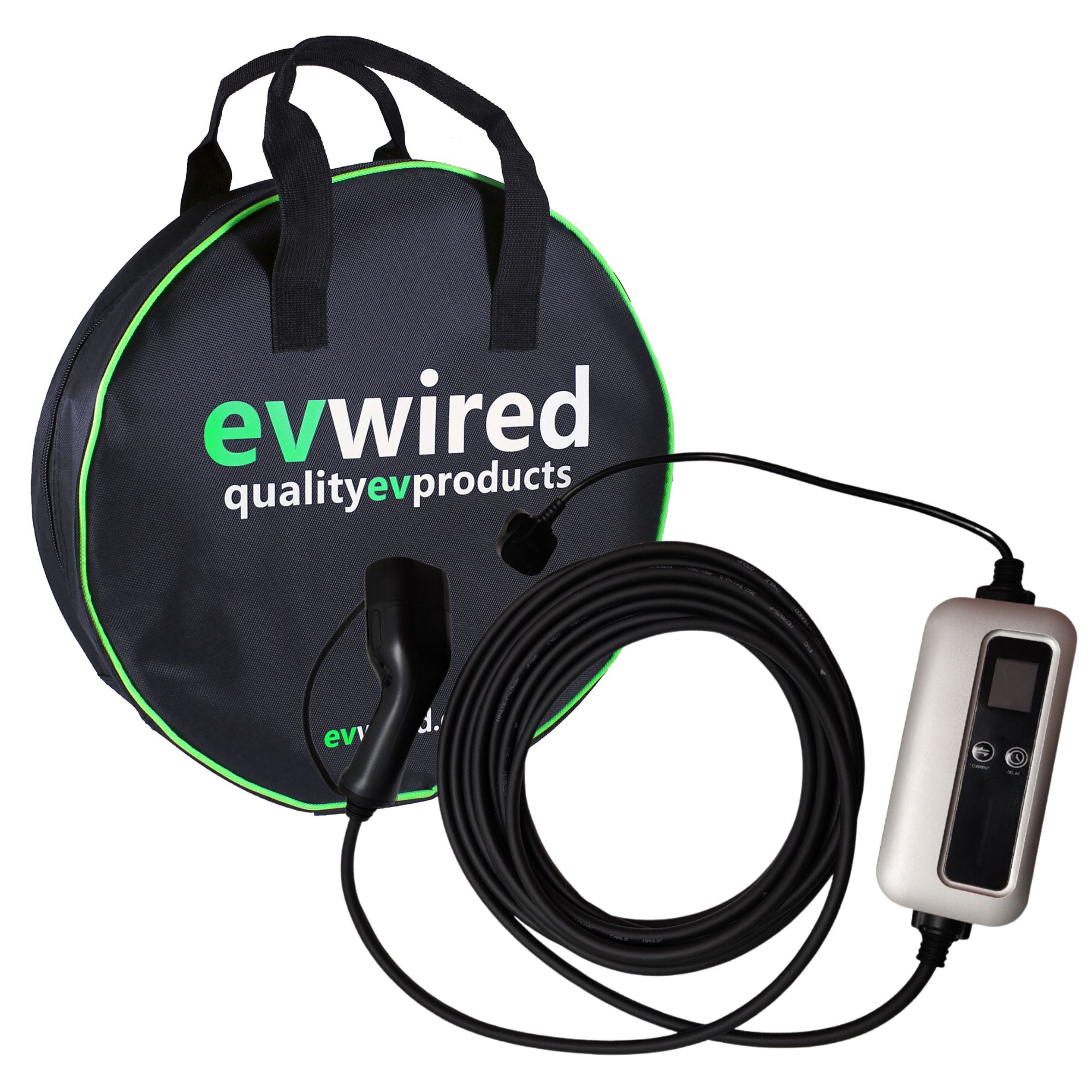 Type 2 to UK Plug 7m EV Charging Cable 13A Adjustable 2.4kW Single Phase -  w/Free Carry Case